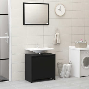 vidaXL 3 Piece Bathroom Furniture Set Black Engineered Wood