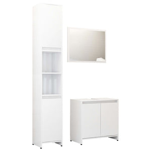 vidaXL 3 Piece Bathroom Furniture Set High Gloss White Engineered Wood