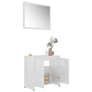 vidaXL 3 Piece Bathroom Furniture Set High Gloss White Engineered Wood