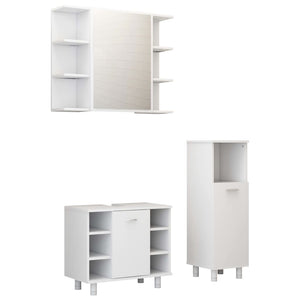 vidaXL 3 Piece Bathroom Furniture Set High Gloss White Engineered Wood