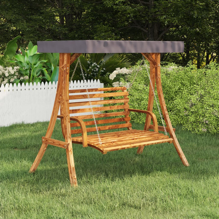 vidaXL Swing Frame with Anthracite Roof Bent Wood with Teak Finish