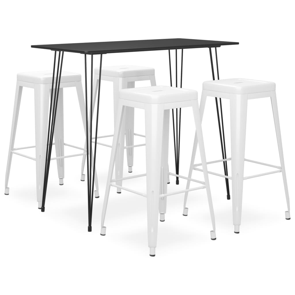 vidaXL 5 Piece Bar Set Black and White