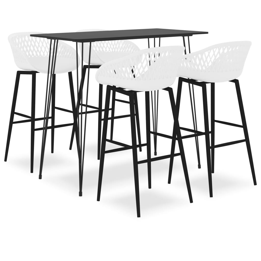 vidaXL 5 Piece Bar Set Black and White