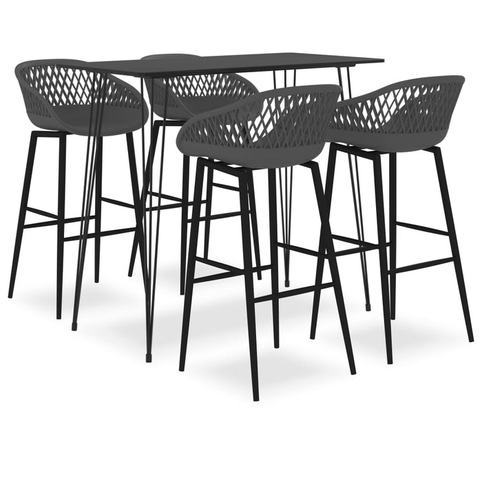 vidaXL 5 Piece Bar Set Black and Grey