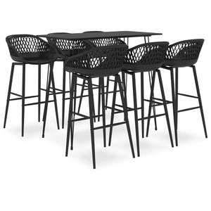 vidaXL 7 Piece Bar Set Black