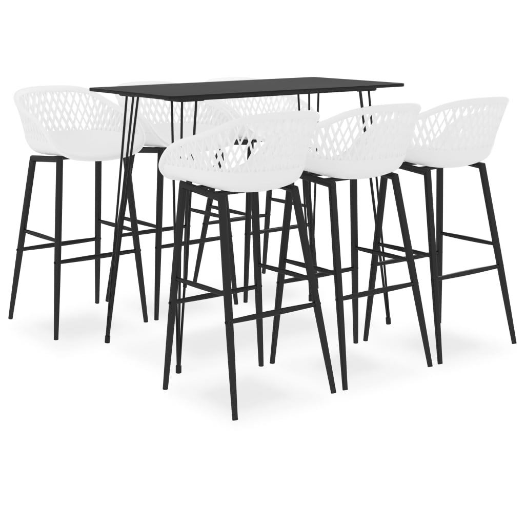 vidaXL 7 Piece Bar Set Black and White