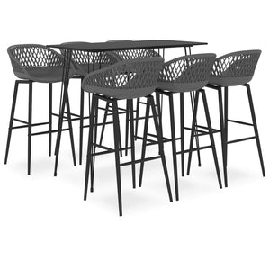 vidaXL 7 Piece Bar Set Black and Grey