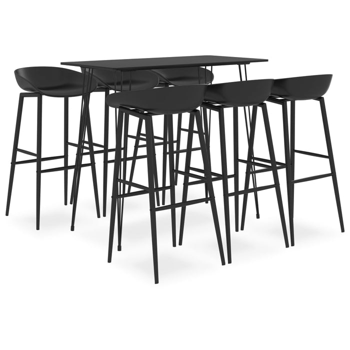 vidaXL 7 Piece Bar Set Black