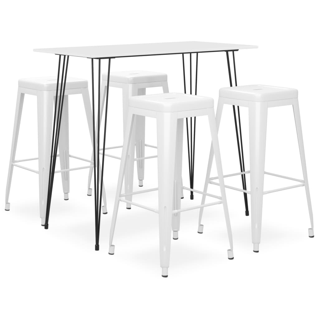 vidaXL 5 Piece Bar Set White