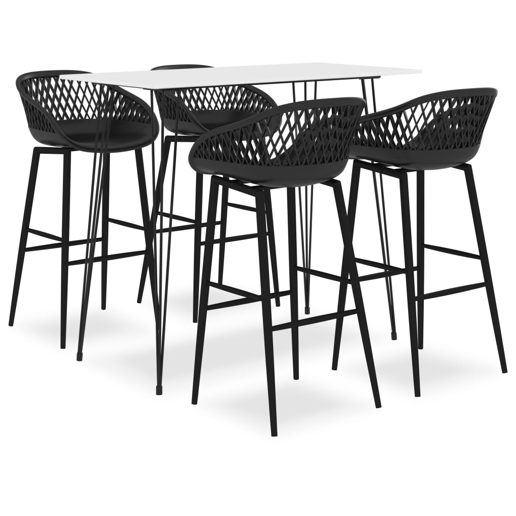 vidaXL 5 Piece Bar Set White and Black