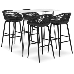 vidaXL 5 Piece Bar Set White and Black