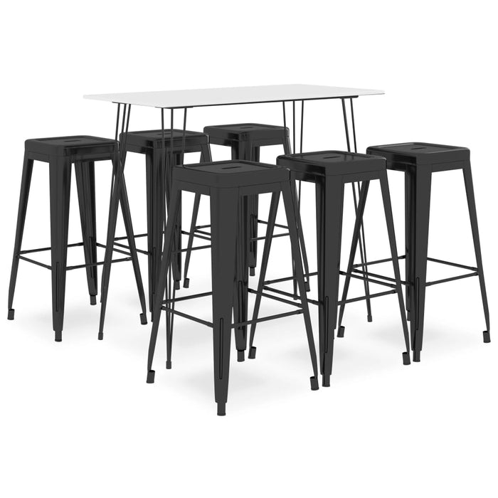 vidaXL 7 Piece Bar Set White and Black