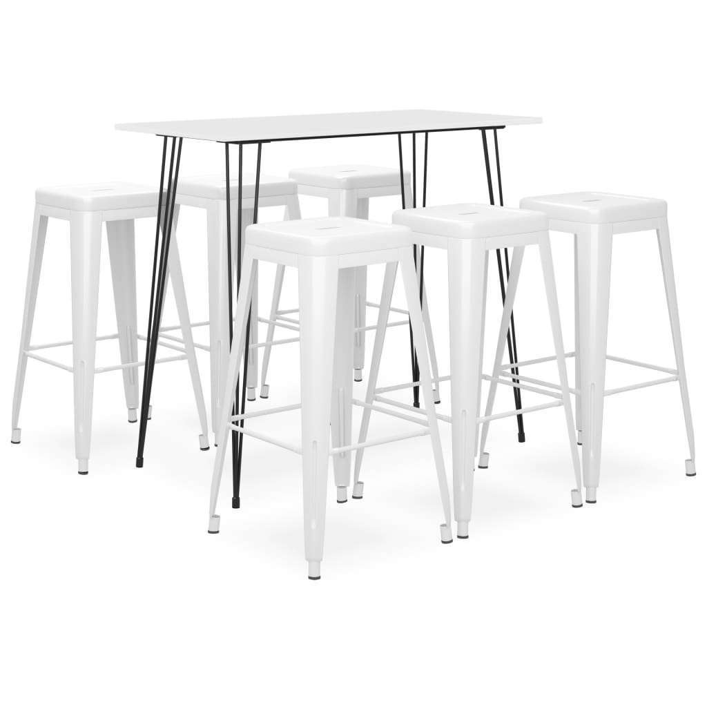 vidaXL 7 Piece Bar Set White