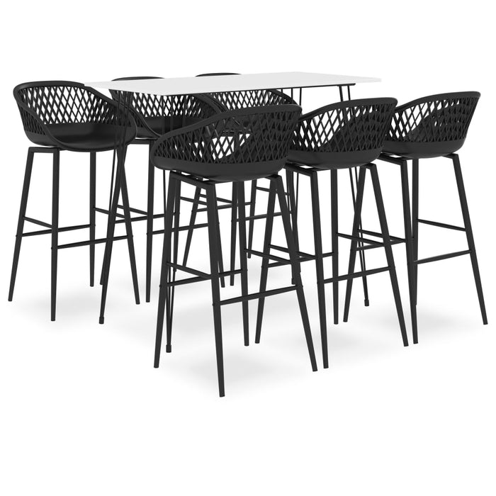 vidaXL 7 Piece Bar Set White and Black