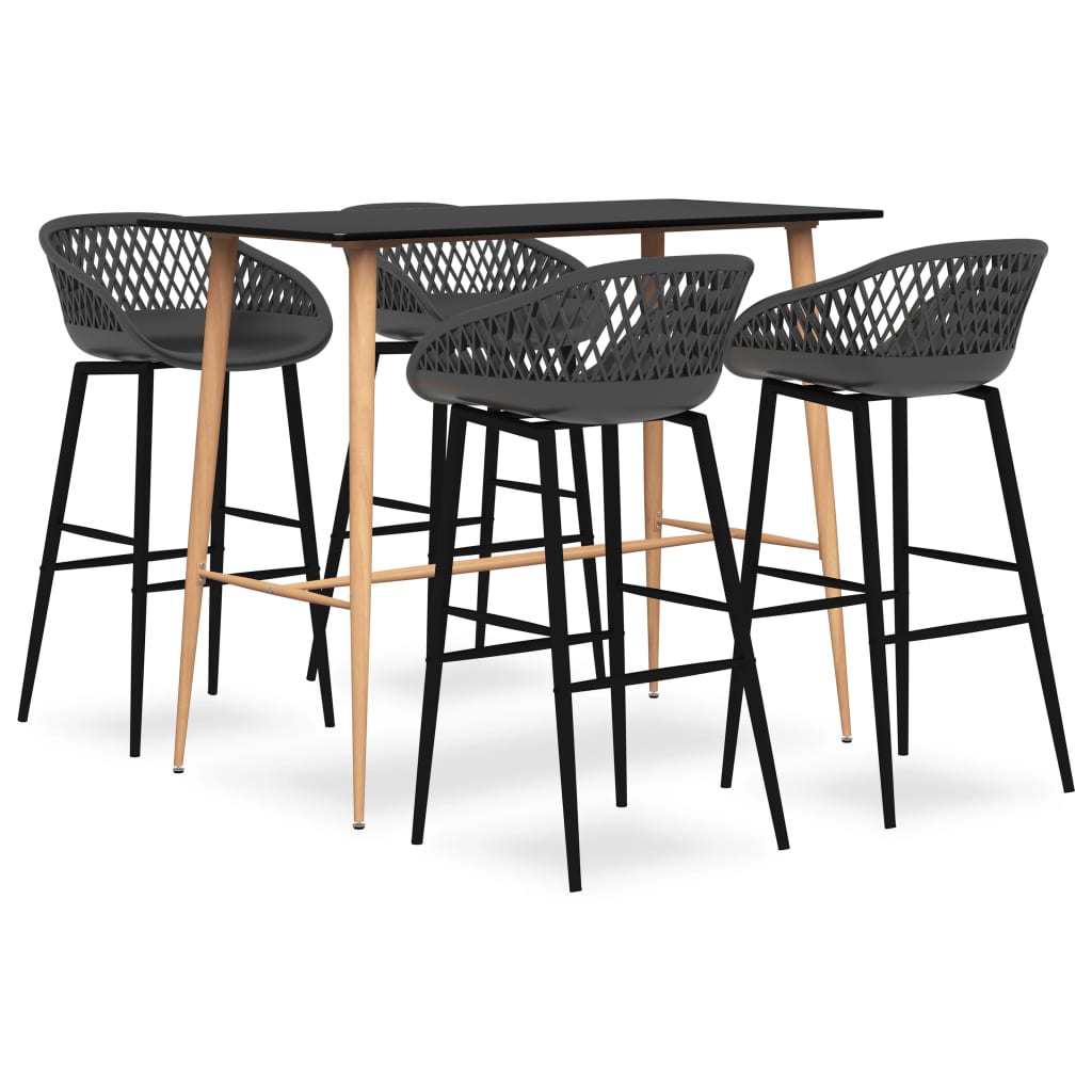 vidaXL 5 Piece Bar Set Black and Grey