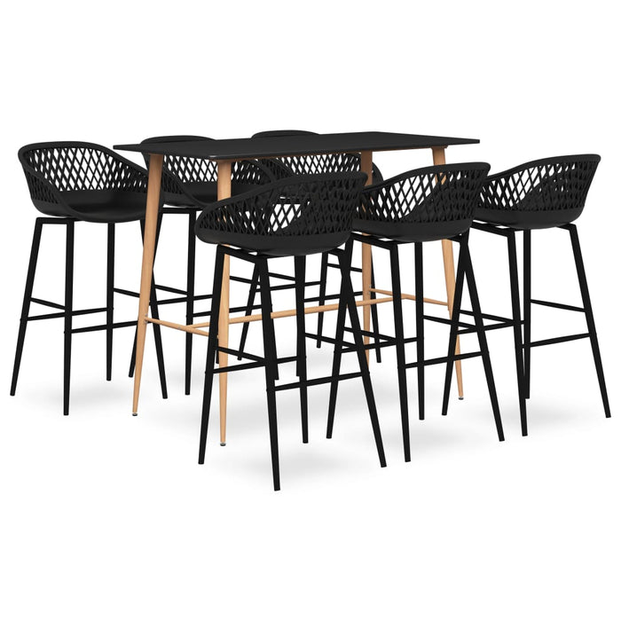 vidaXL 7 Piece Bar Set Black