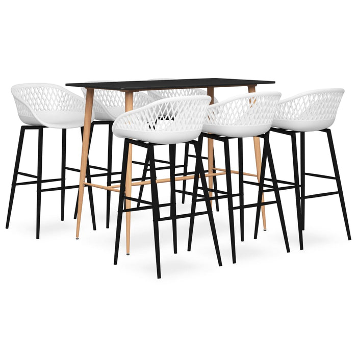 vidaXL 7 Piece Bar Set Black and White