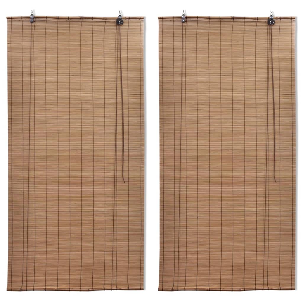 vidaXL Bamboo Roller Blinds 2 pcs Brown 120 x 220 cm