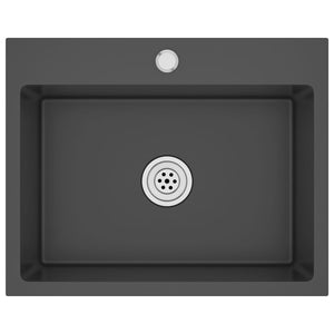 vidaXL Handmade Kitchen Sink Black Stainless Steel