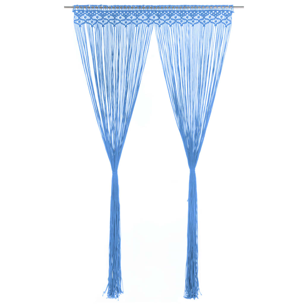 vidaXL Macrame Curtain Blue 140x240 cm Cotton