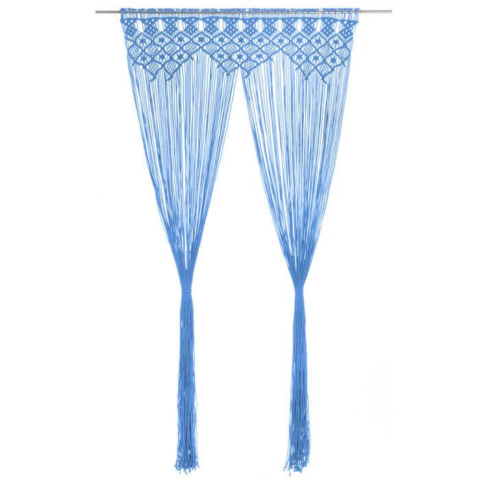 vidaXL Macrame Curtain Blue 140x240 cm Cotton