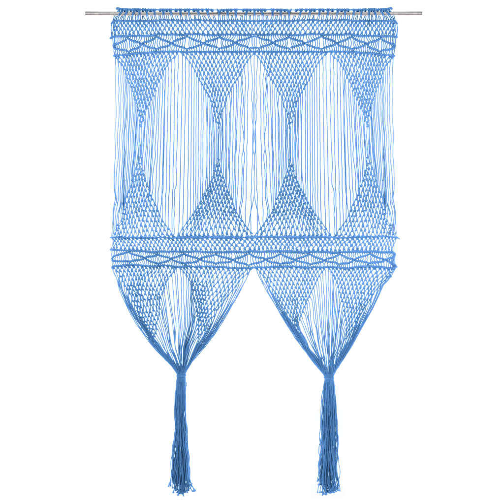 vidaXL Macrame Curtain Blue 140x240 cm Cotton