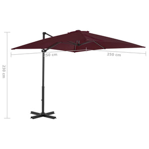 vidaXL Cantilever Umbrella with Aluminium Pole Bordeaux Red 250x250 cm