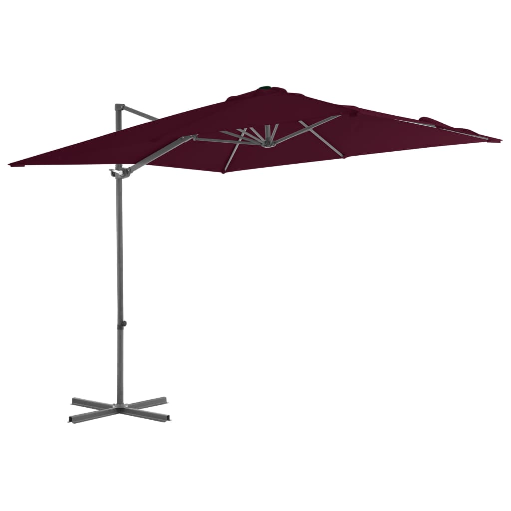 vidaXL Cantilever Umbrella with Steel Pole Bordeaux Red 250x250 cm