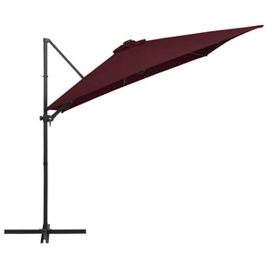 vidaXL Cantilever Umbrella with LED lights Bordeaux Red 250x250 cm