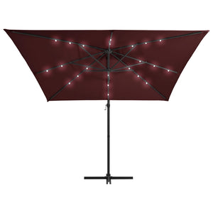 vidaXL Cantilever Umbrella with LED lights Bordeaux Red 250x250 cm