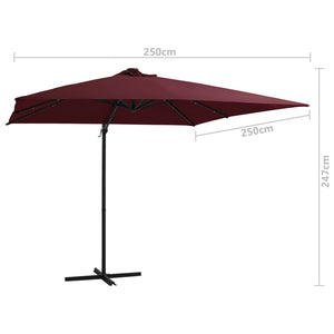 vidaXL Cantilever Umbrella with LED lights Bordeaux Red 250x250 cm