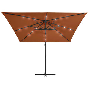 vidaXL Cantilever Umbrella with LED lights Terracotta 250x250 cm