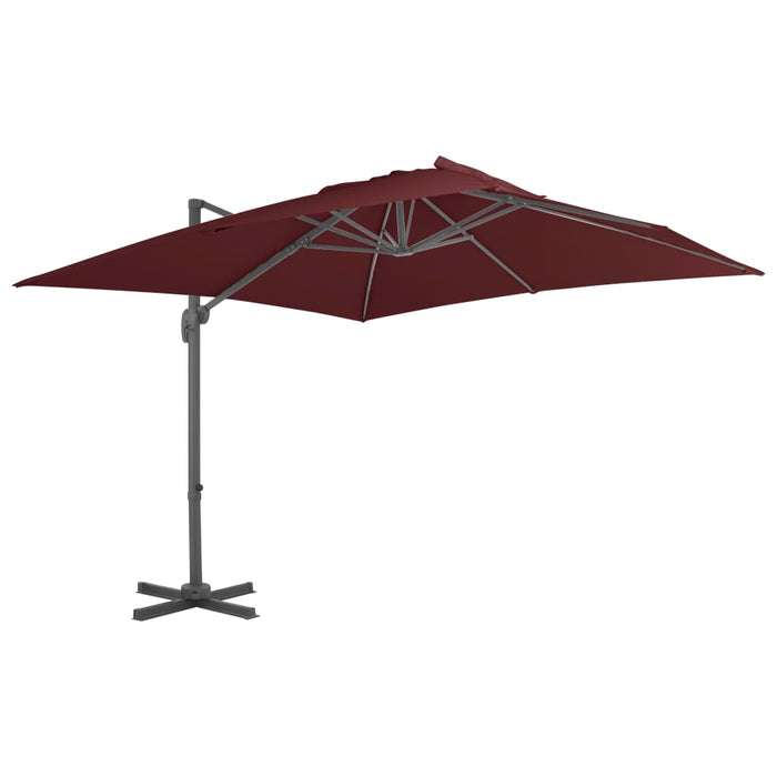 vidaXL Cantilever Garden Parasol with Aluminium Pole Bordeaux Red 400x300 cm