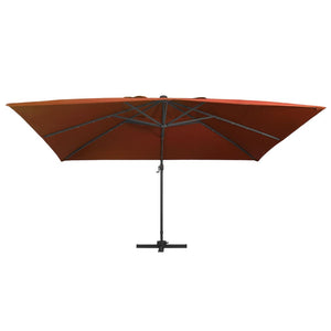 vidaXL Cantilever Garden Parasol with LED Lights Terracotta 400x300 cm