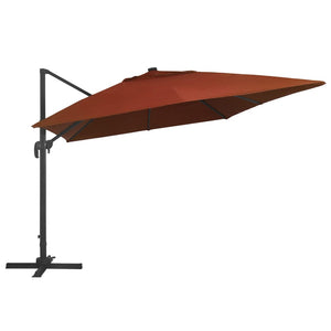 vidaXL Cantilever Garden Parasol with LED Lights Terracotta 400x300 cm