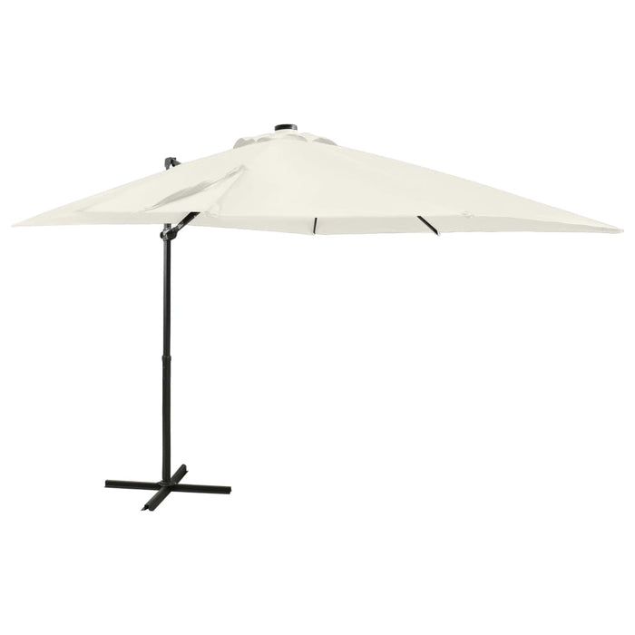 vidaXL Cantilever Umbrella with Pole and LED Lights Sand 250 cm