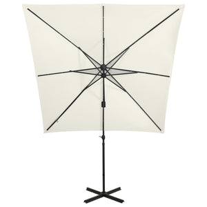 vidaXL Cantilever Umbrella with Pole and LED Lights Sand 250 cm