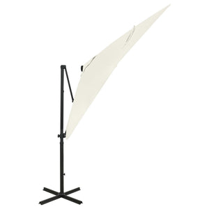 vidaXL Cantilever Umbrella with Pole and LED Lights Sand 250 cm