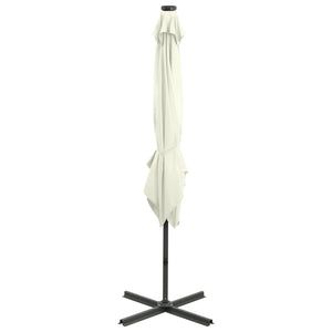 vidaXL Cantilever Umbrella with Pole and LED Lights Sand 250 cm