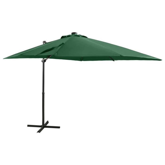 vidaXL Cantilever Umbrella with Pole and LED Lights Green 250 cm