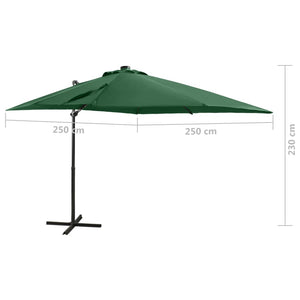 vidaXL Cantilever Umbrella with Pole and LED Lights Green 250 cm