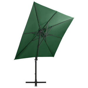 vidaXL Cantilever Umbrella with Pole and LED Lights Green 250 cm