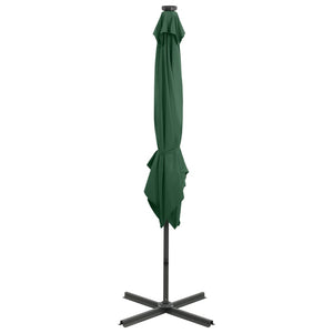 vidaXL Cantilever Umbrella with Pole and LED Lights Green 250 cm