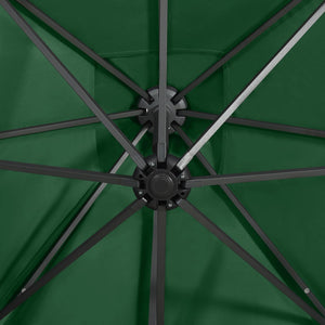 vidaXL Cantilever Umbrella with Pole and LED Lights Green 250 cm