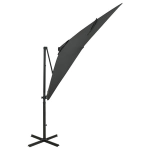 vidaXL Cantilever Umbrella with Pole and LED Lights Anthracite 250 cm