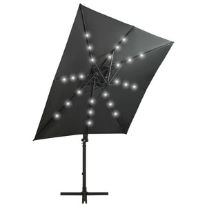 vidaXL Cantilever Umbrella with Pole and LED Lights Anthracite 250 cm