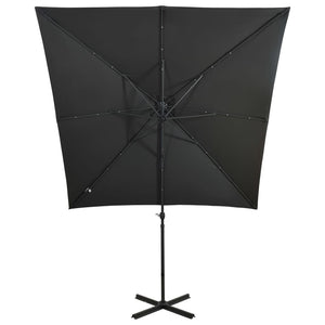 vidaXL Cantilever Umbrella with Pole and LED Lights Anthracite 250 cm