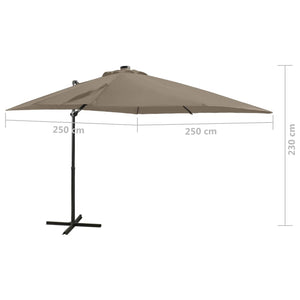 vidaXL Cantilever Umbrella with Pole and LED Lights Taupe 250 cm