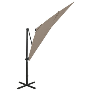 vidaXL Cantilever Umbrella with Pole and LED Lights Taupe 250 cm