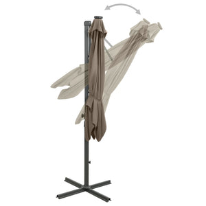 vidaXL Cantilever Umbrella with Pole and LED Lights Taupe 250 cm